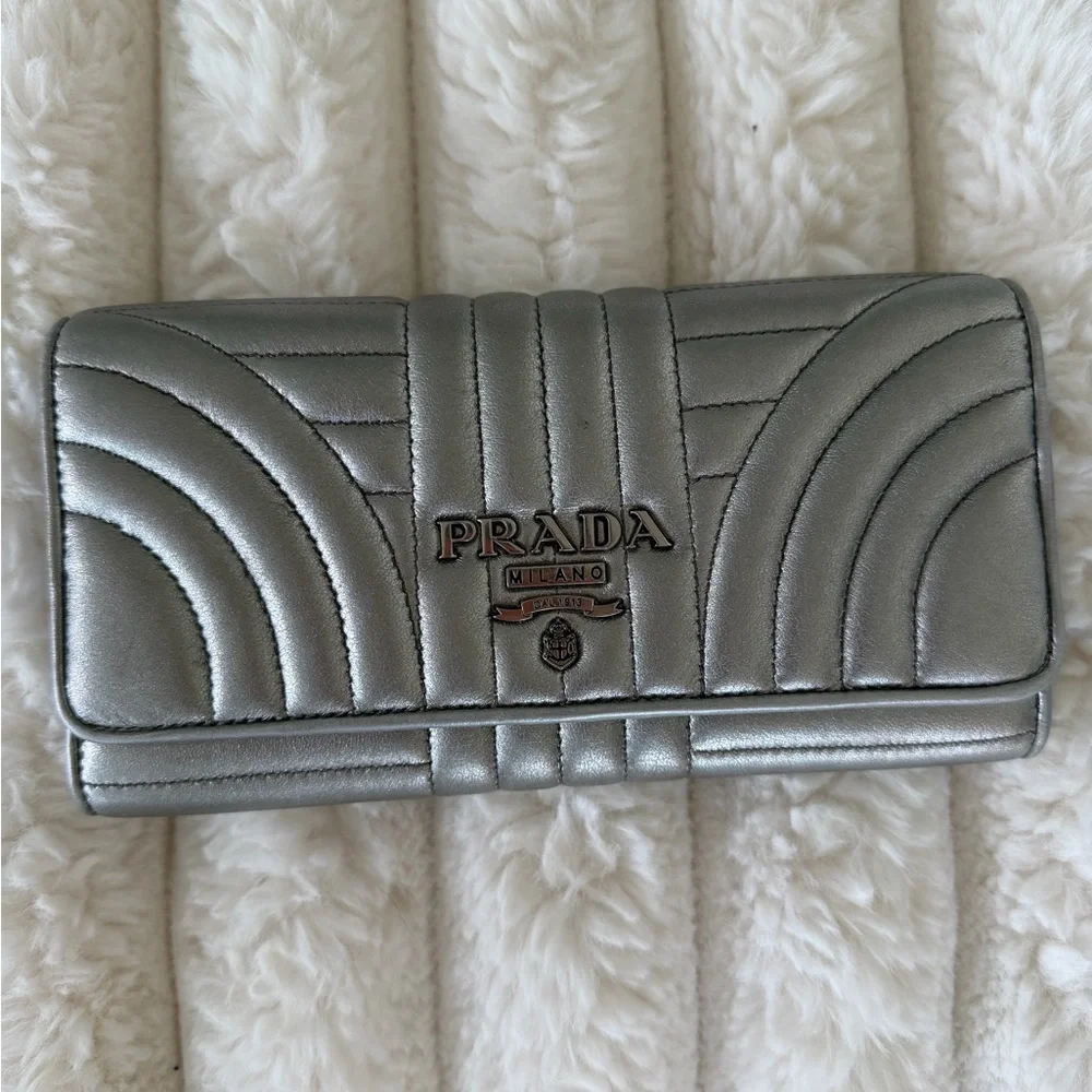 Prada Diagramme metallic long wallet - Picture 1 of 14